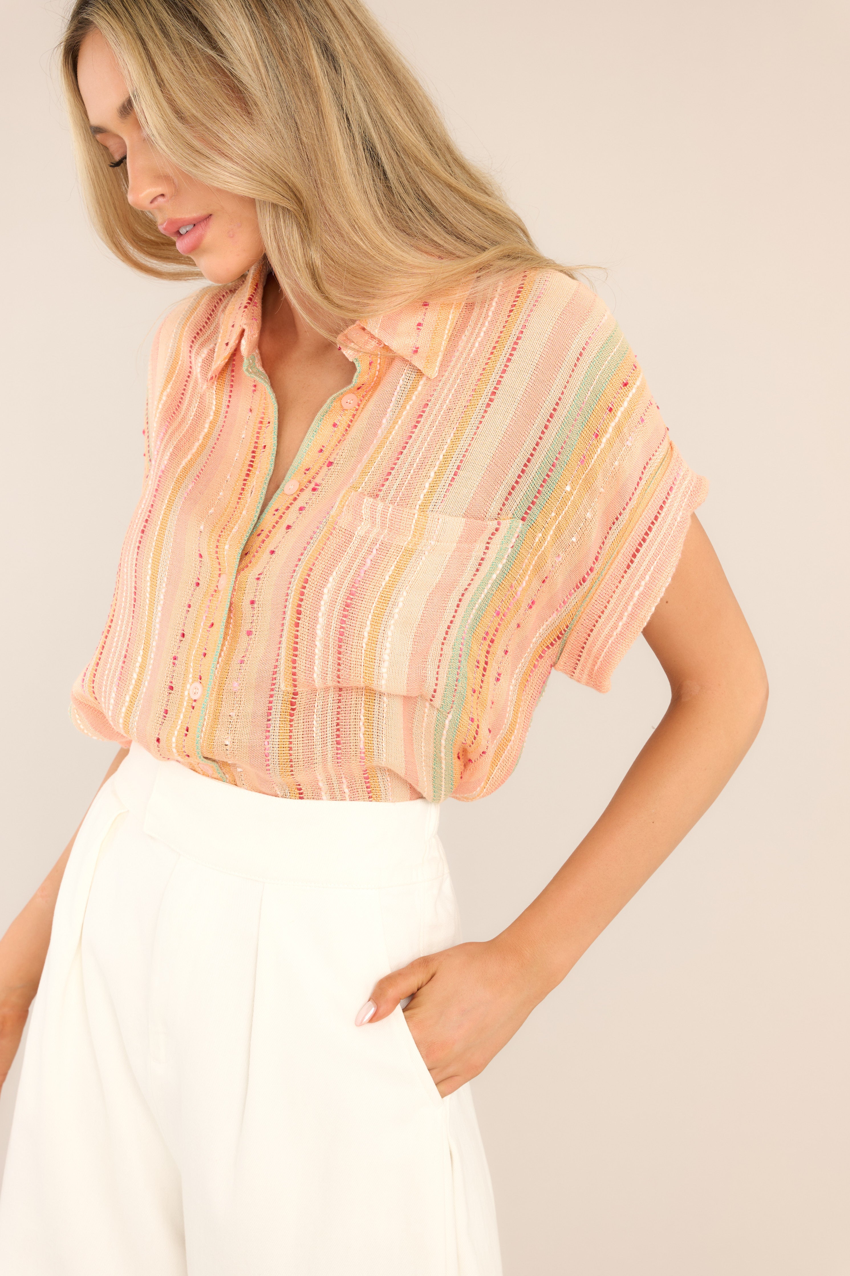 Brighter Than Sunshine Apricot Multi Print Top