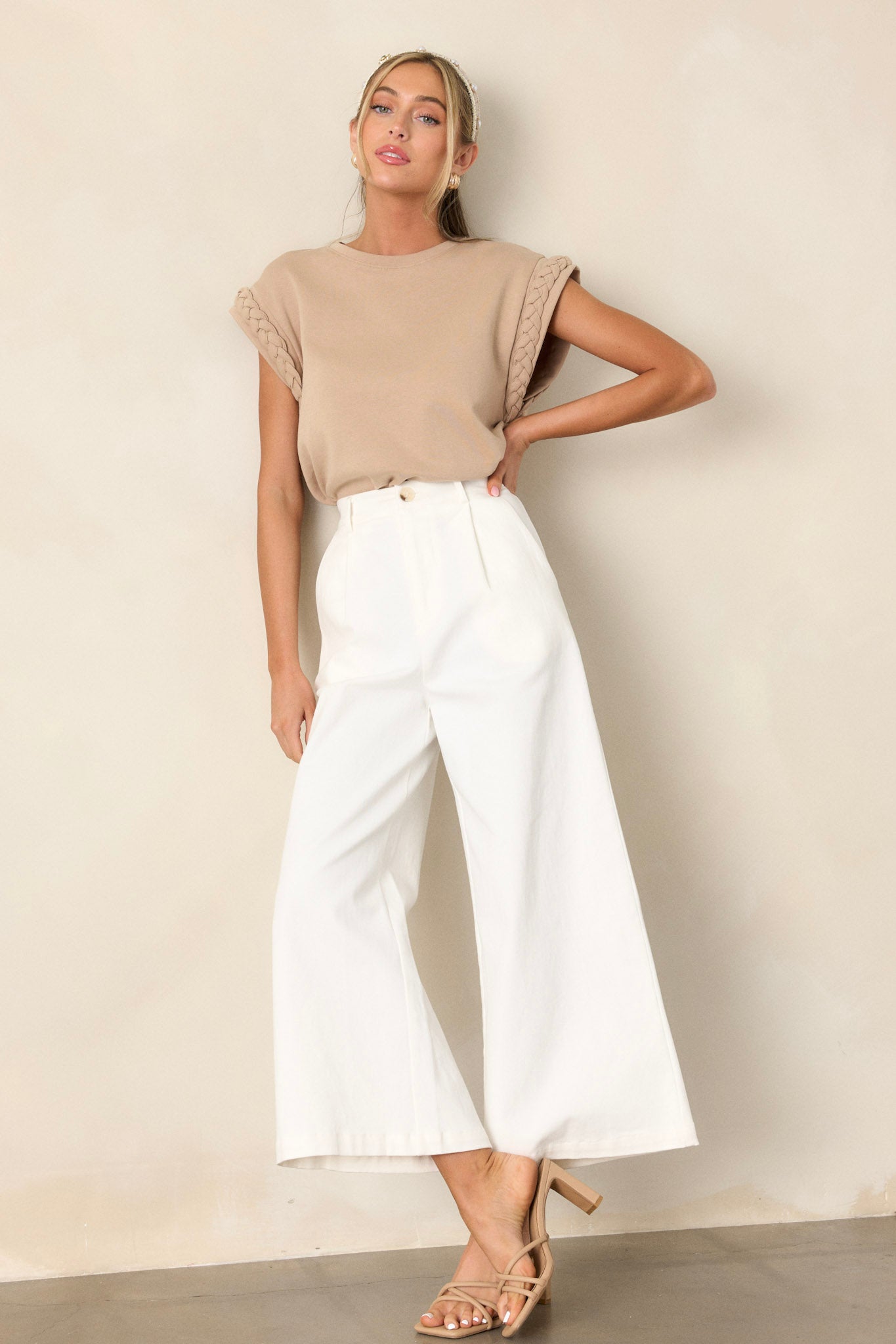 Call It Fate Ivory Wide Leg Jeans