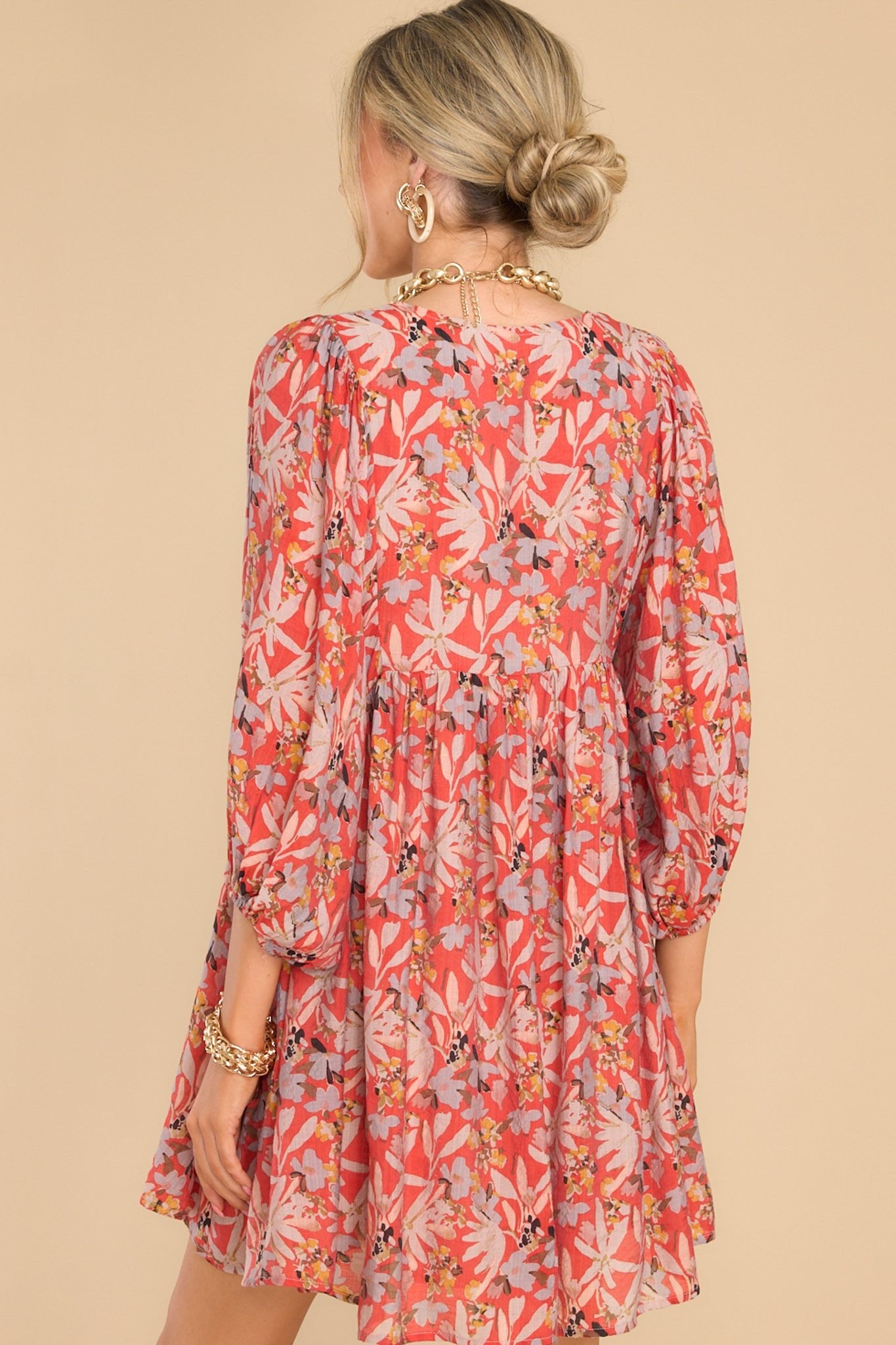 All Dreamers Rust Floral Print Dress