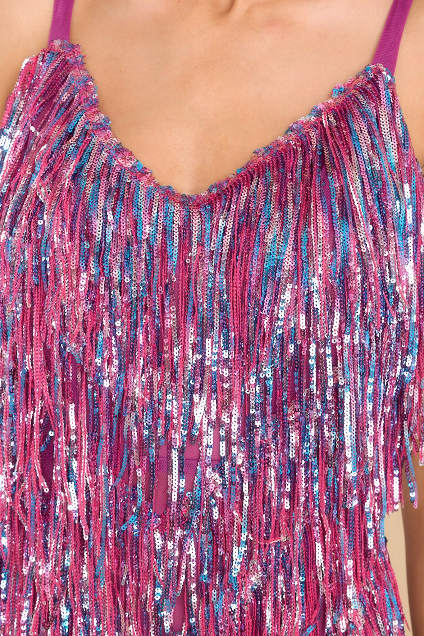 Always Shine Plum Fringe Dress