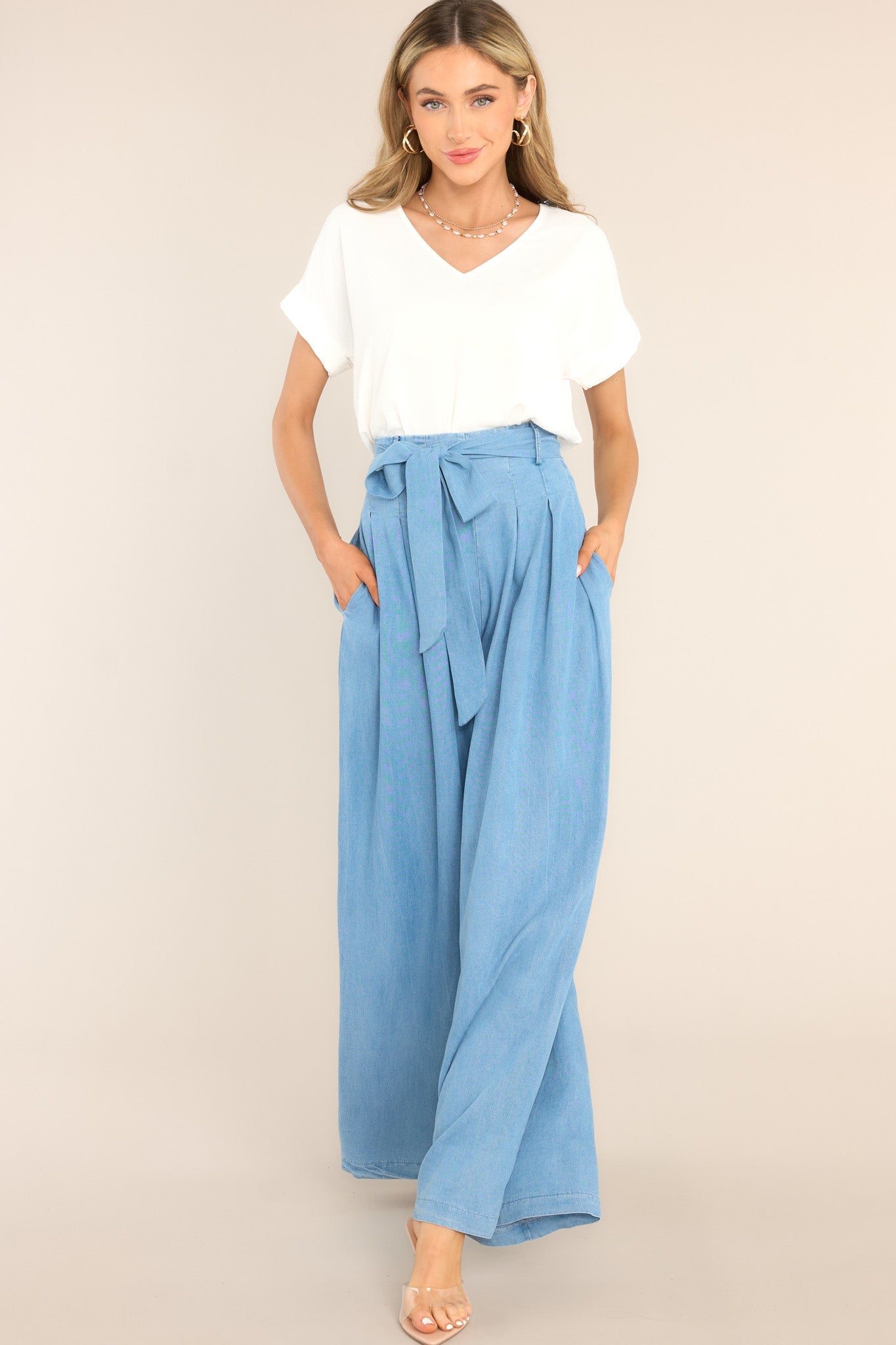 Coastal Couture Chambray Wide Leg Pants