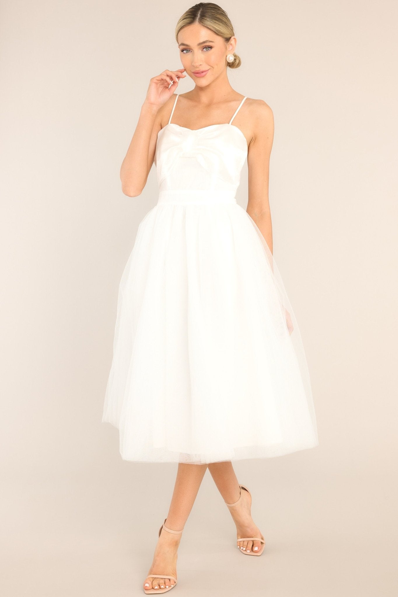 Dance On Air White Tulle Midi Dress