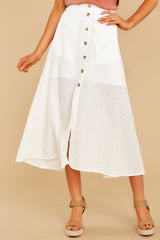 white eyelet midi skirt