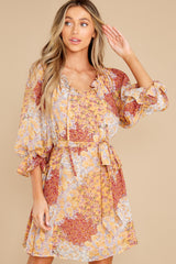 Whispering Blooms Yellow Multi Floral Print Dress