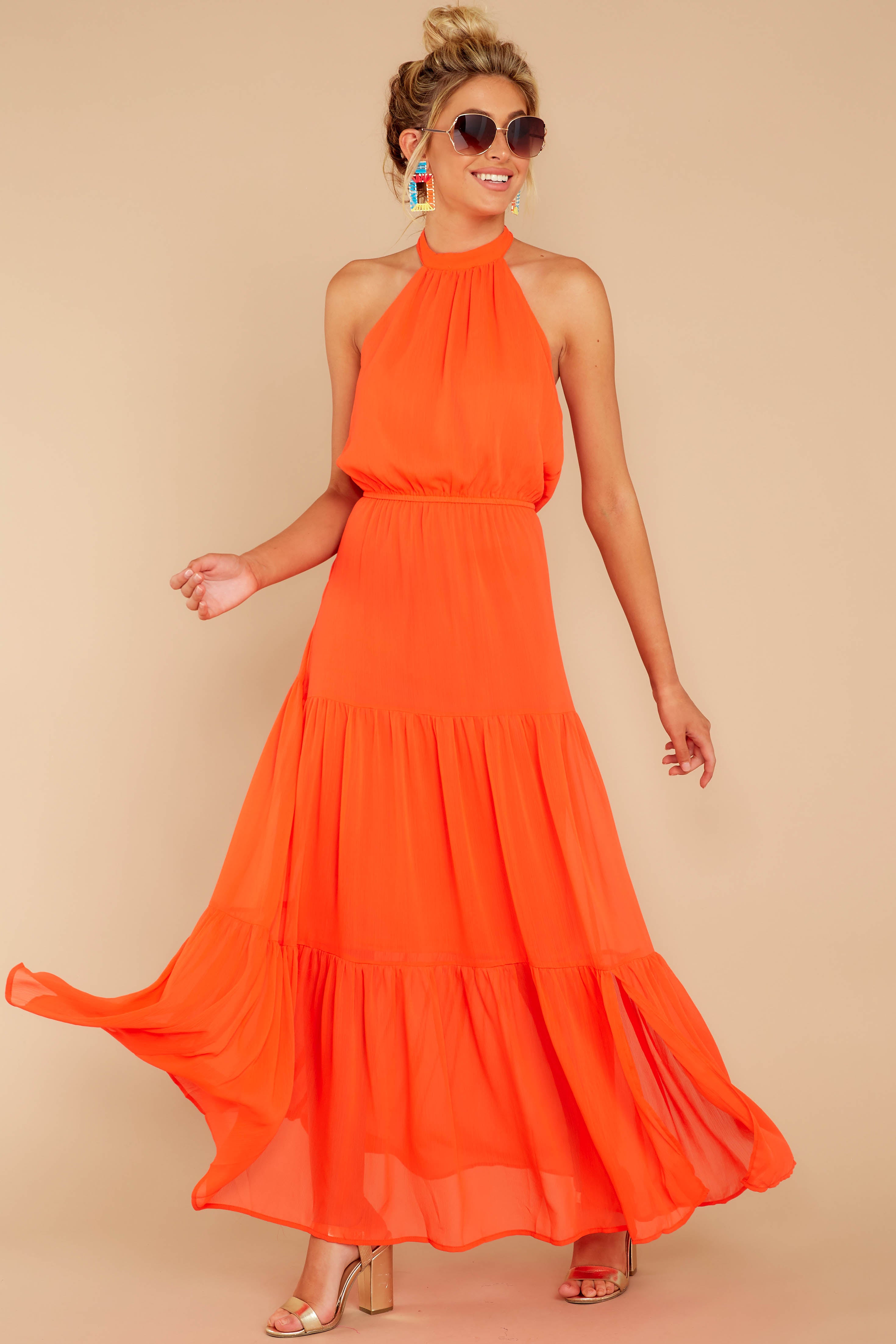 bright orange maxi dress