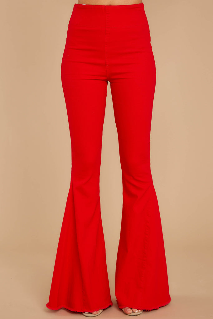 Sexy Red Flare Leg Jeans - Cute Denim Bell Bottoms - Pants - $62.00 ...