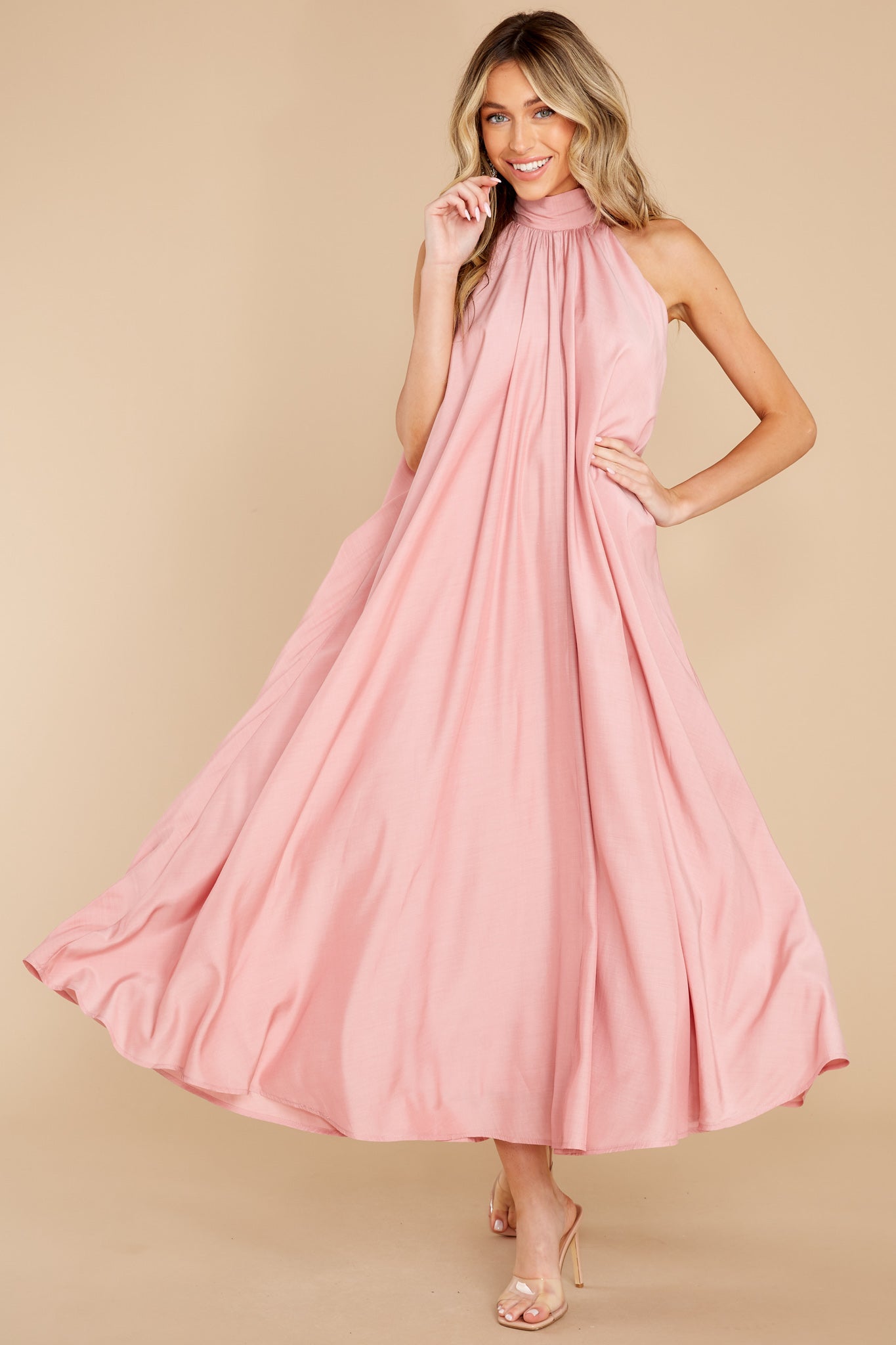 4 Worth Every Penny Rose Pink Maxi Dress at reddress.com