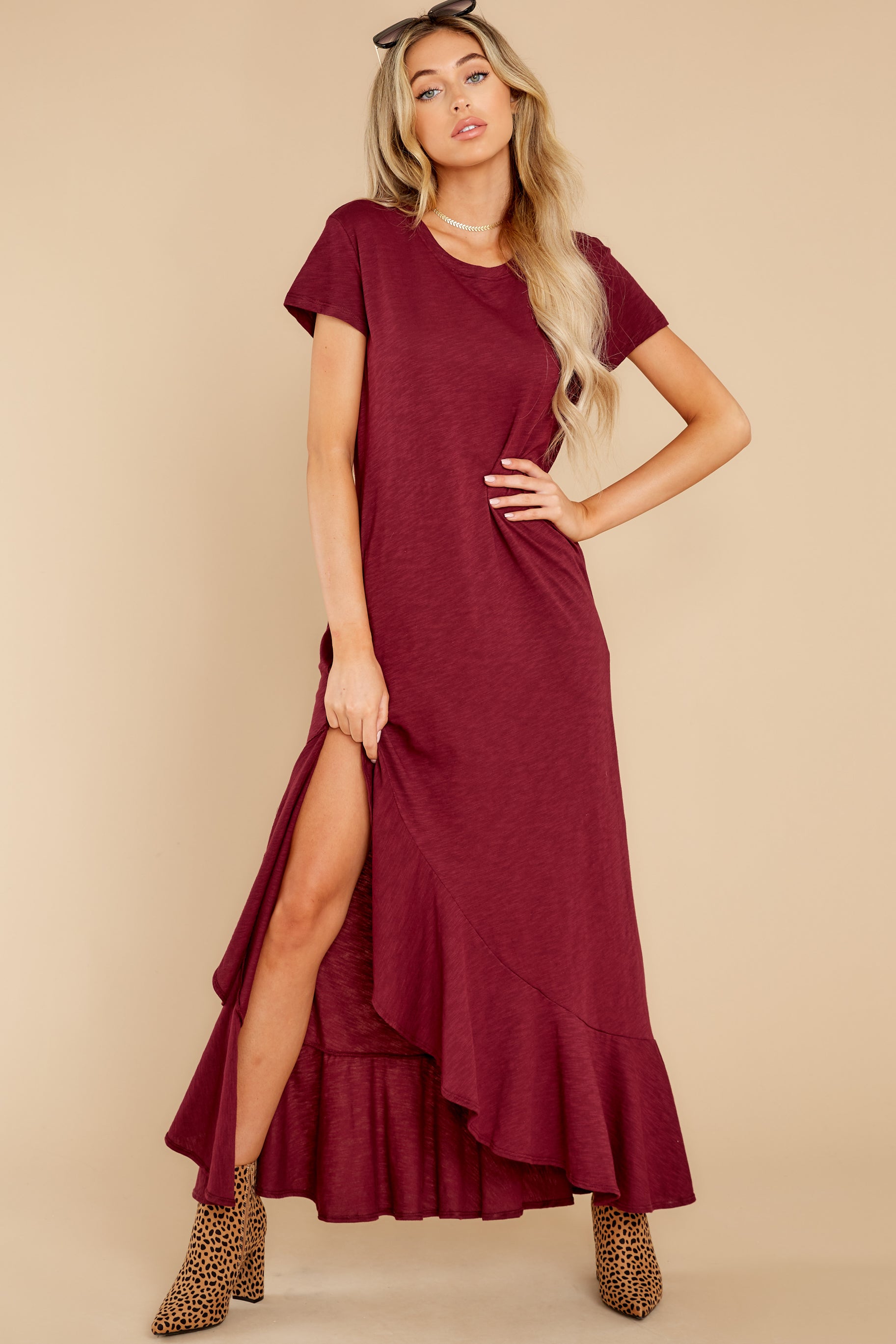 Casual Purple Ruffle Maxi Dress - Maxi 