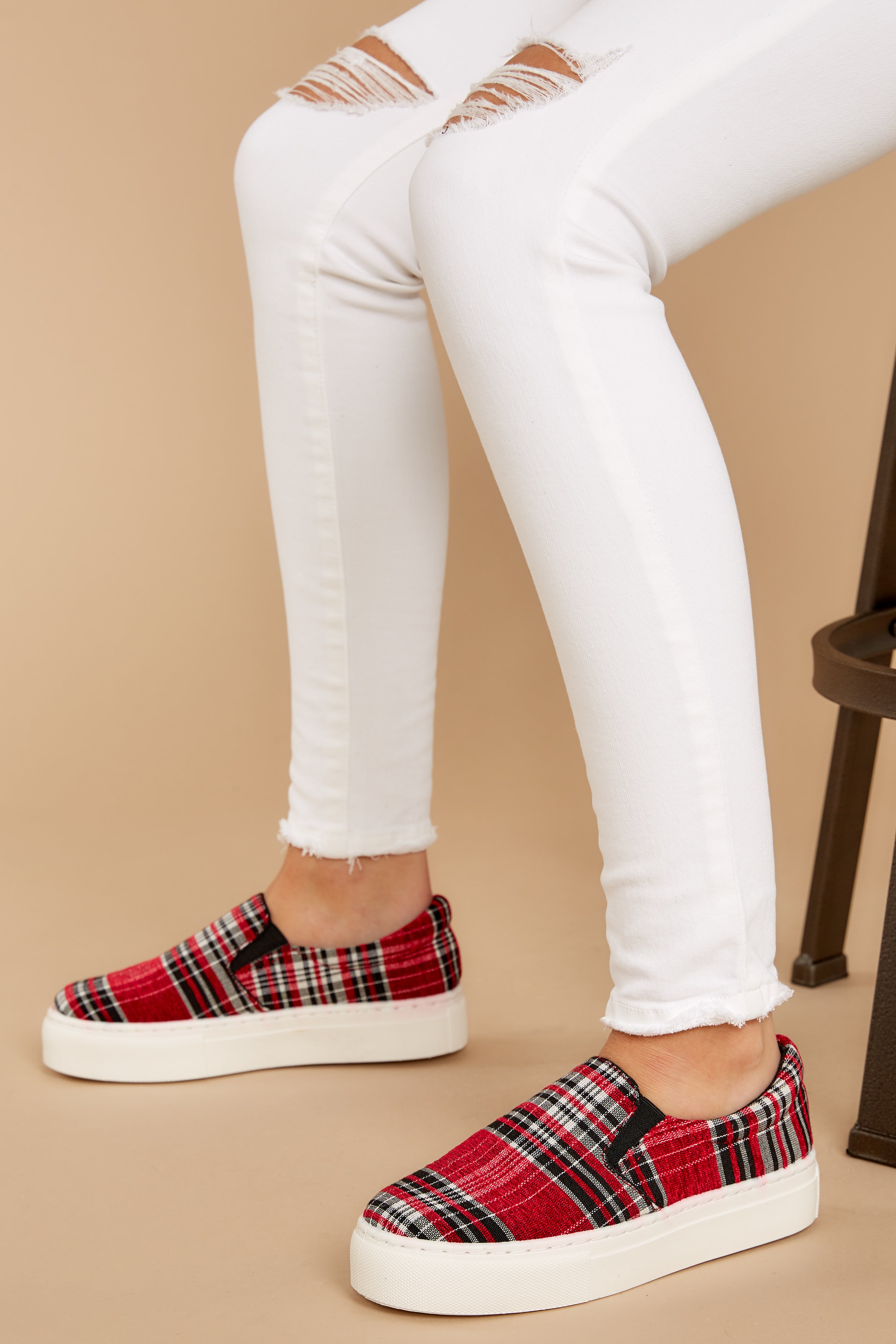 Plaid My Way Red Multi Plaid Slip On 