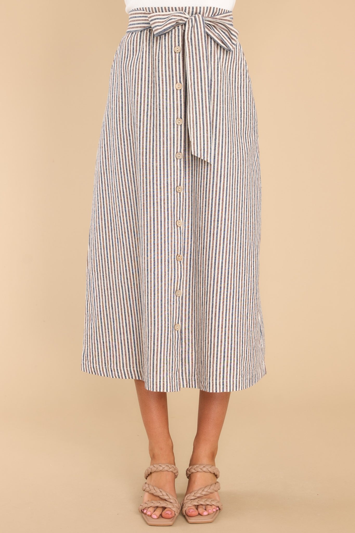 Breeze On By Beige Stripe Maxi Skirt