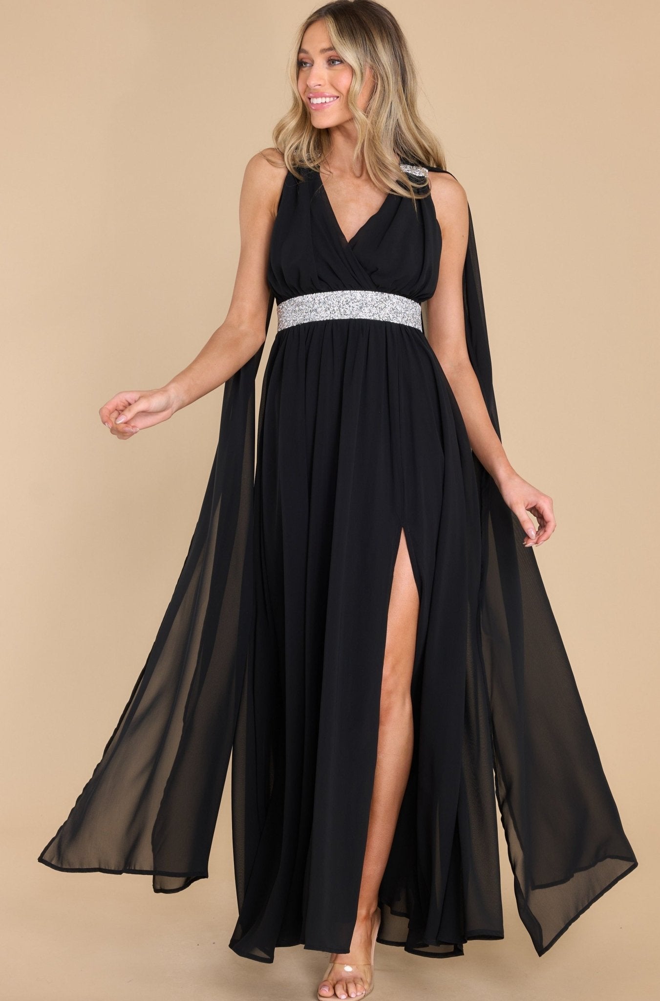 Mad Men Clothes: Essentials for Women Aura Everyones Desire Black Maxi Dress $68.00 AT vintagedancer.com