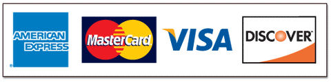 Credit Card Logos Decals - American Express, MasterCard, VISA, Discover - horizontal layout