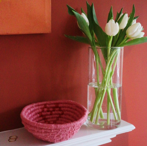 Pink basket with a red heart for Galentines Day la basketry 