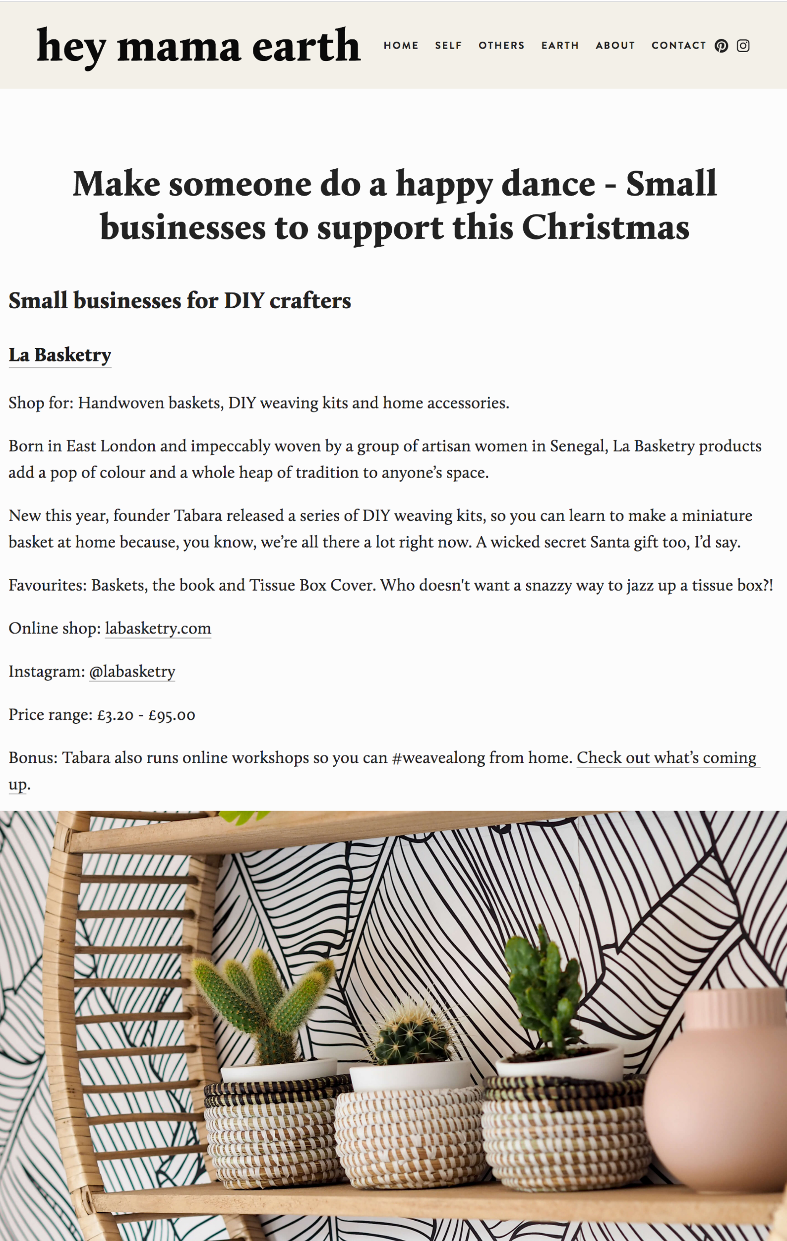 la basketry featured in hey mama earth small businesses to support this christmas