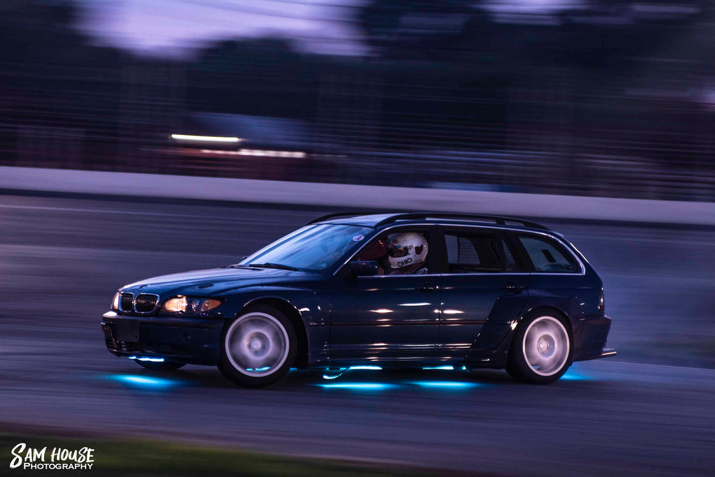 Widebody E46 drifting at night