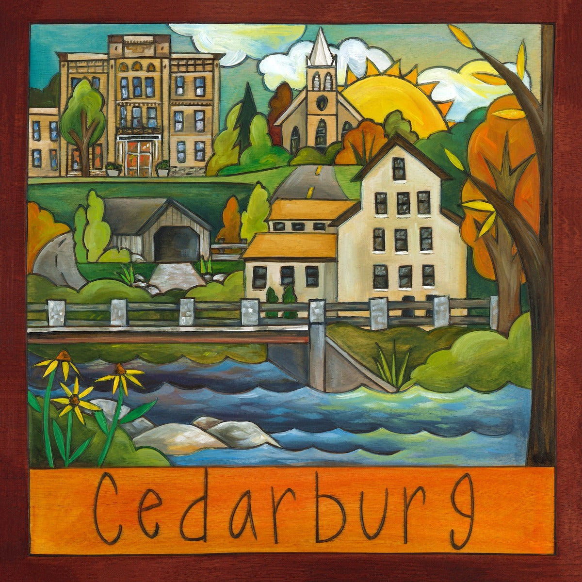 "Covered Bridge Cedarburg" Plaque Sincerely, Sticks