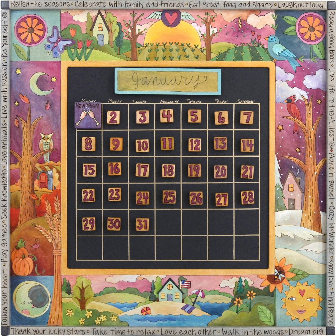 Large Perpetual Calendar D712694 Sticks Handmade