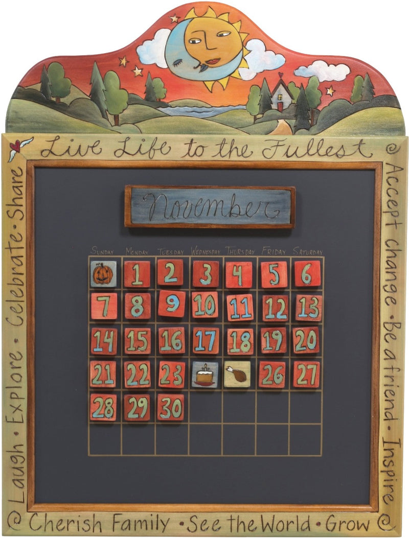 Small Perpetual Wall Calendar S316549 Sticks Handmade