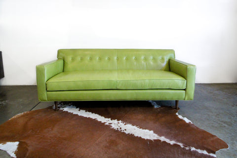 Green Leather Apartment Sofa