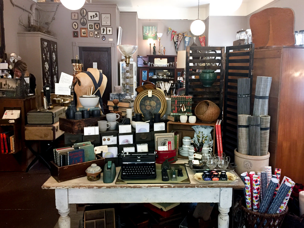 Local gift shop Noun offers stationary, jewelry and vintage finds.
