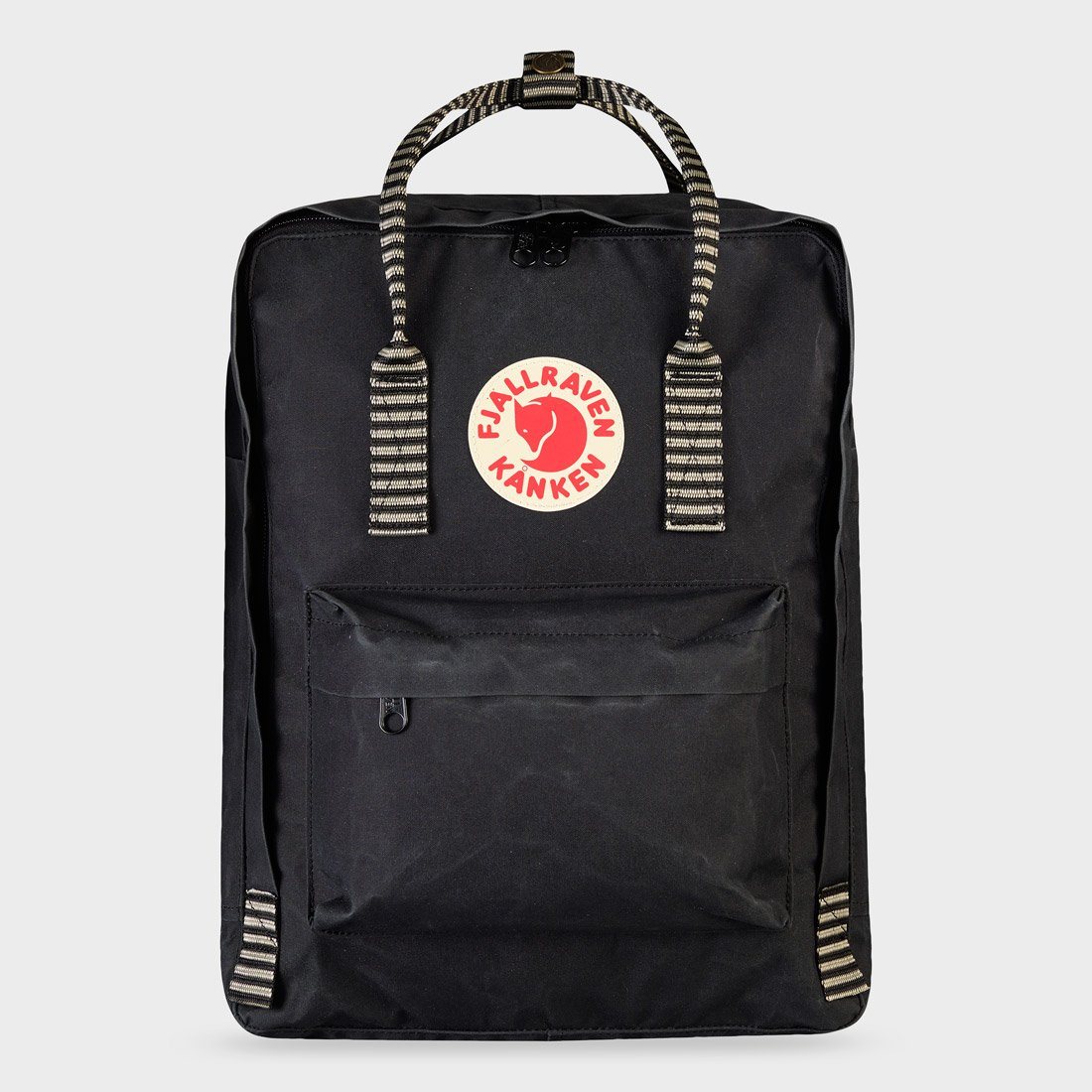 fjallraven kanken black striped backpack