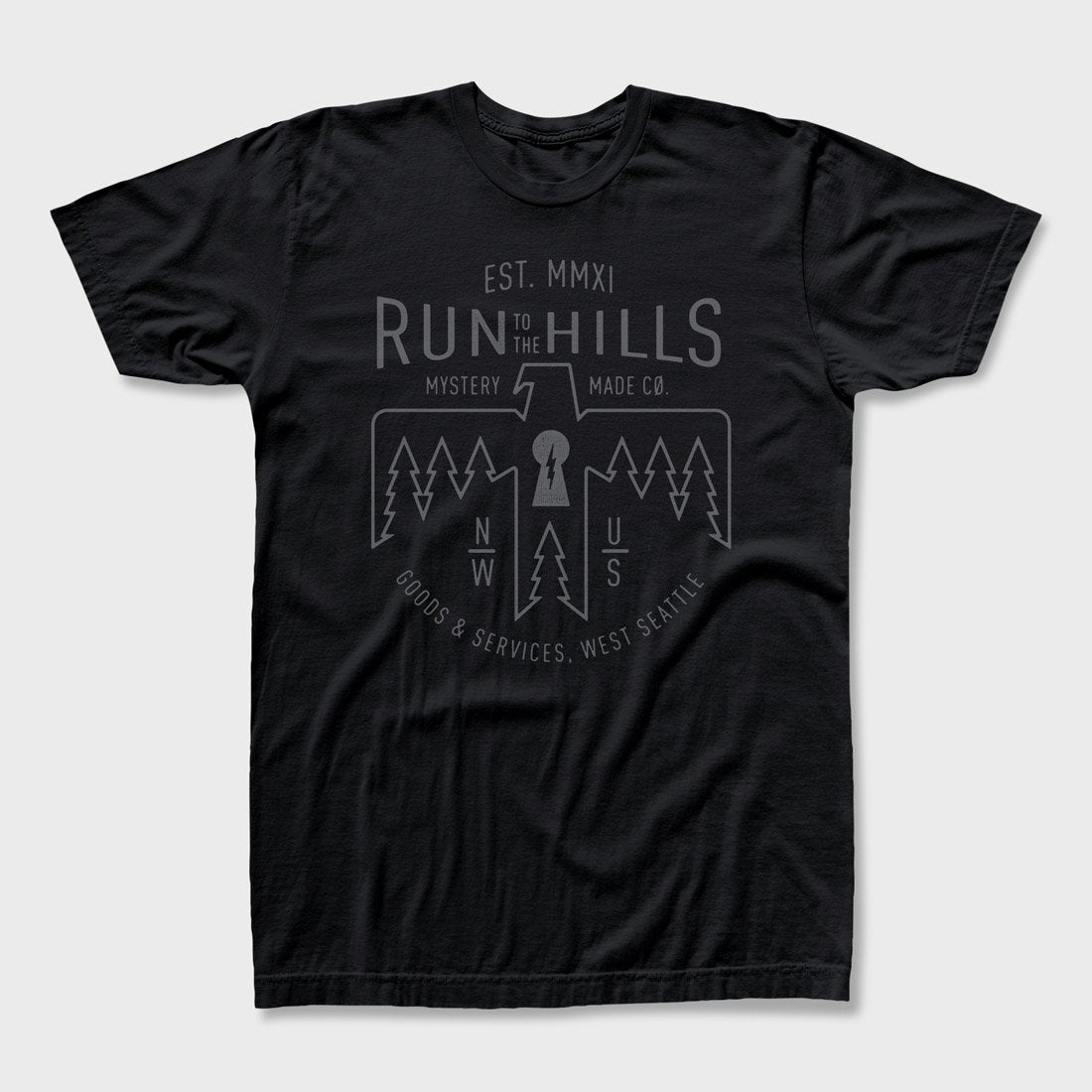 Download Mystery Made Run to the Hills T-Shirt Black - Wayward