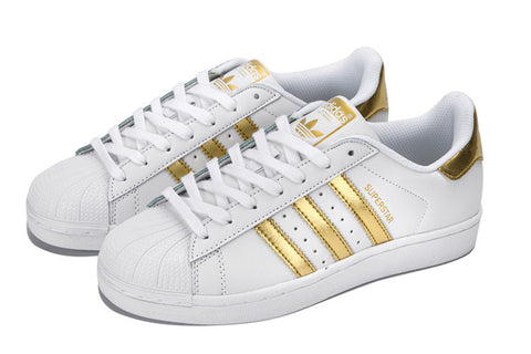 adidas superstar shoes gold stripes
