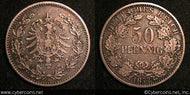 Germany, 1877A,  50 pfennig, VF, KM8 -