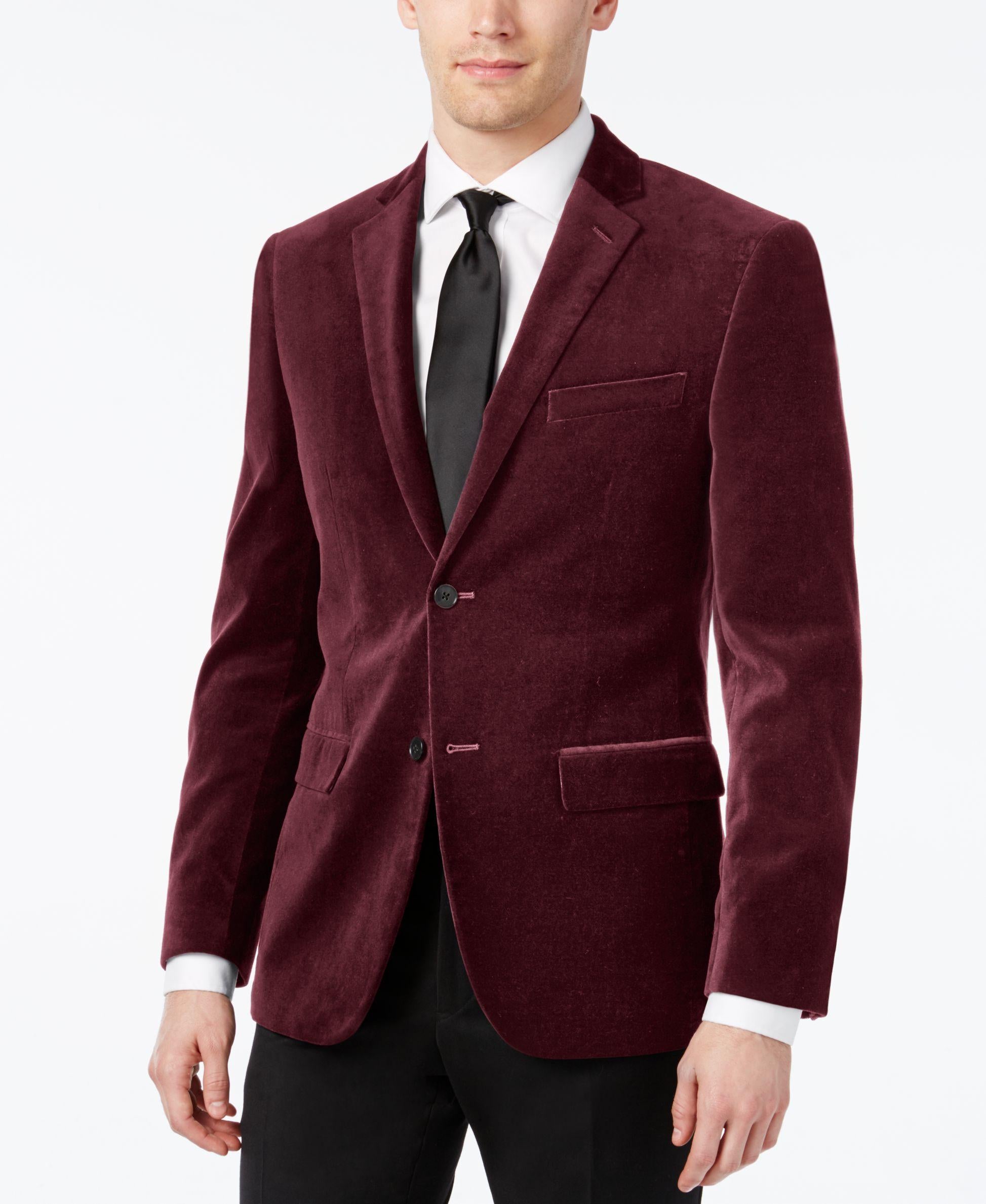 Alfani Mens Classic Fit Textured Velvet Blazer - FitnessRetro