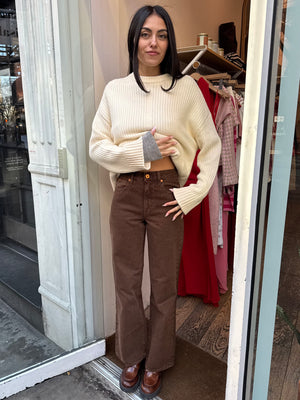 Grace High Rise Wide Leg Jean in Northern Cedar Brown - Isalis