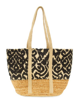 Joy Susan June Shopper Jute Tote - Painted Black Geo Vines