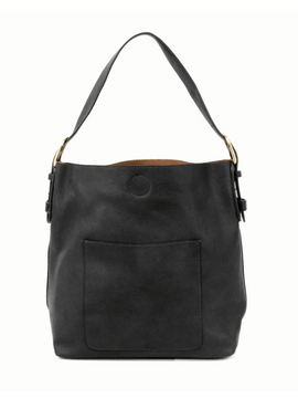 Joy Susan Classic Hobo Handbag- Black/Black Handle