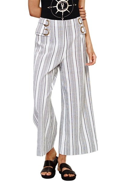 striped linen cropped pants