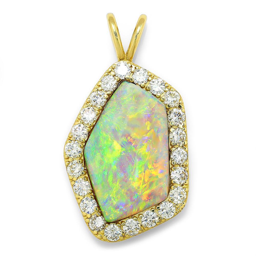 Opal Pendant with Diamonds 14K Yellow 14.45ctw Once Upon A Diamond