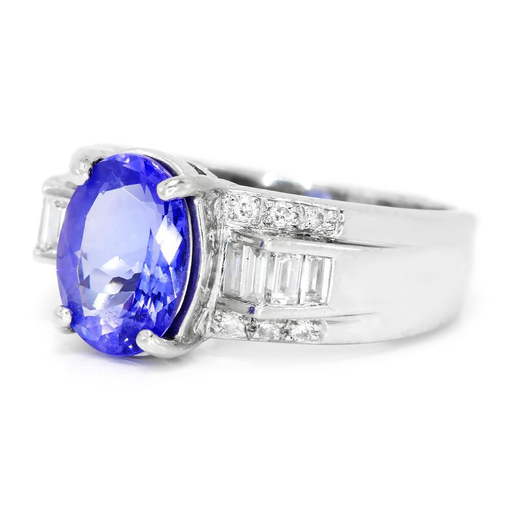Oval Tanzanite Ring with Diamonds 18K White Gold 2.63ctw - Once Upon A ...