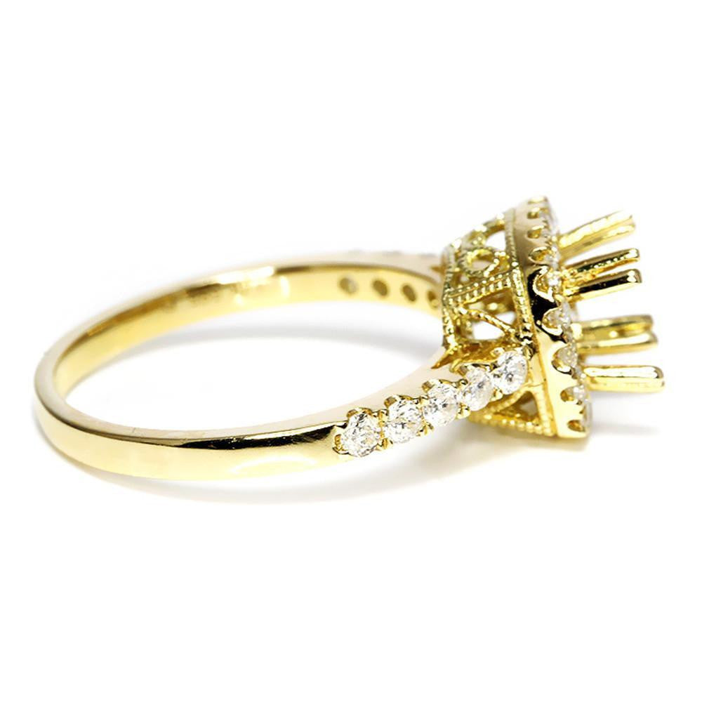 Round Diamond Halo Semi Mount Engagement Ring Setting 14k Yellow Gold Once Upon A Diamond