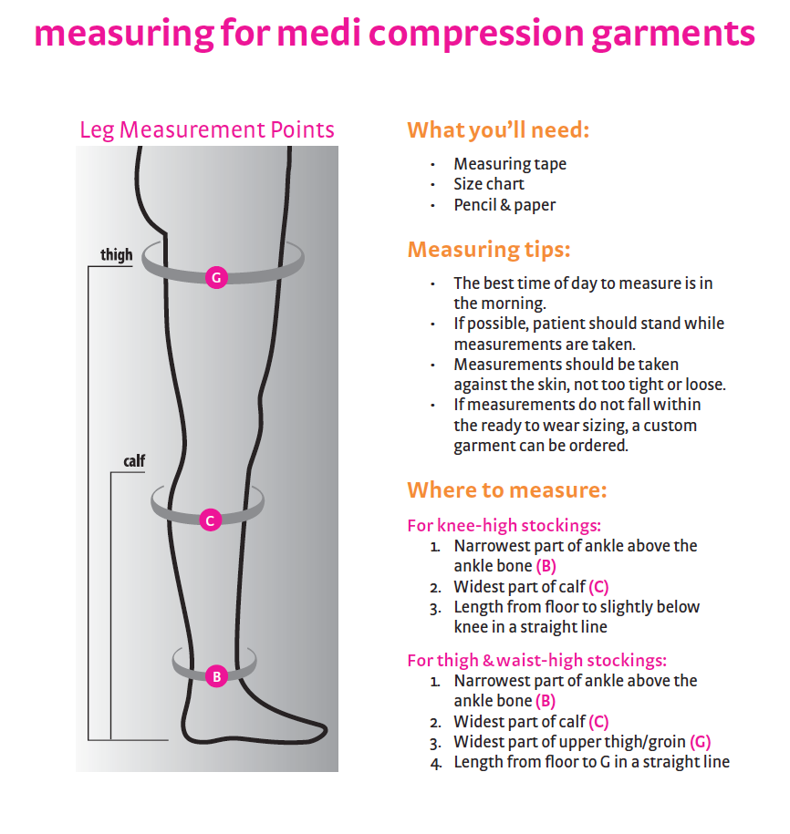 Mediven Compression Size Chart