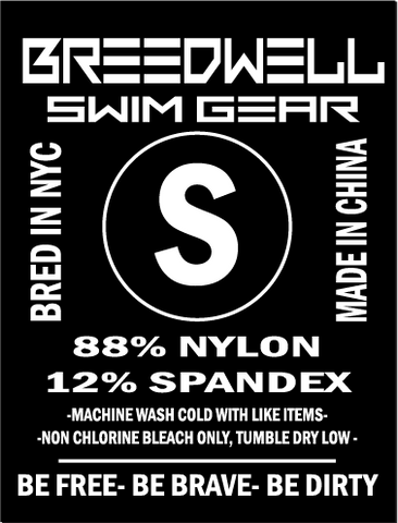 88% nylon, 12% spandex, machine wash cold, tumble dry low