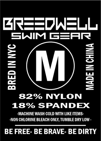 82% nylon, 18% spandex, machine wash cold, tumble dry low