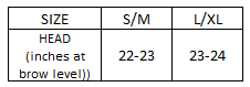 S/M 22-23"，L/XL 23-24" 眉头