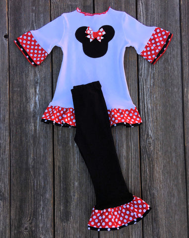 Hot Pink Black White Dot Minnie Mouse Handkerchief Dress