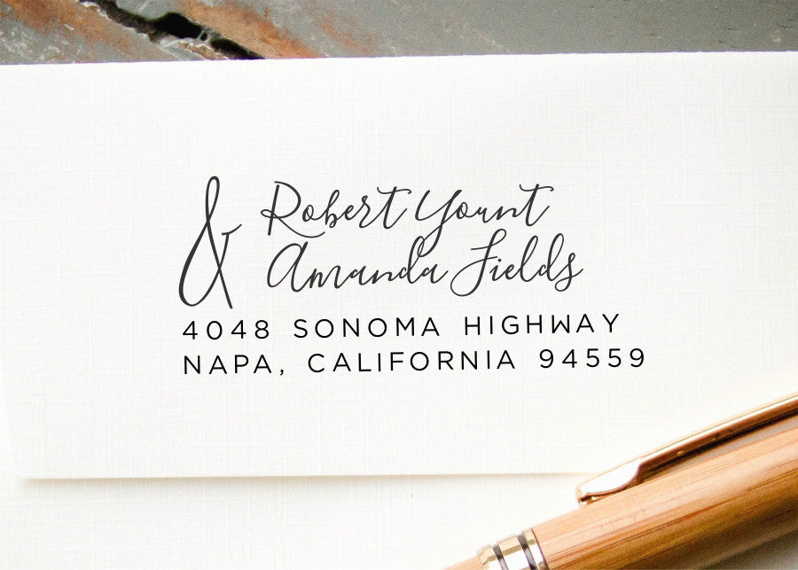 Romantic Calligraphy Custom Self-Inking Return Address Stamp Address Stamps  by The Homebody Society