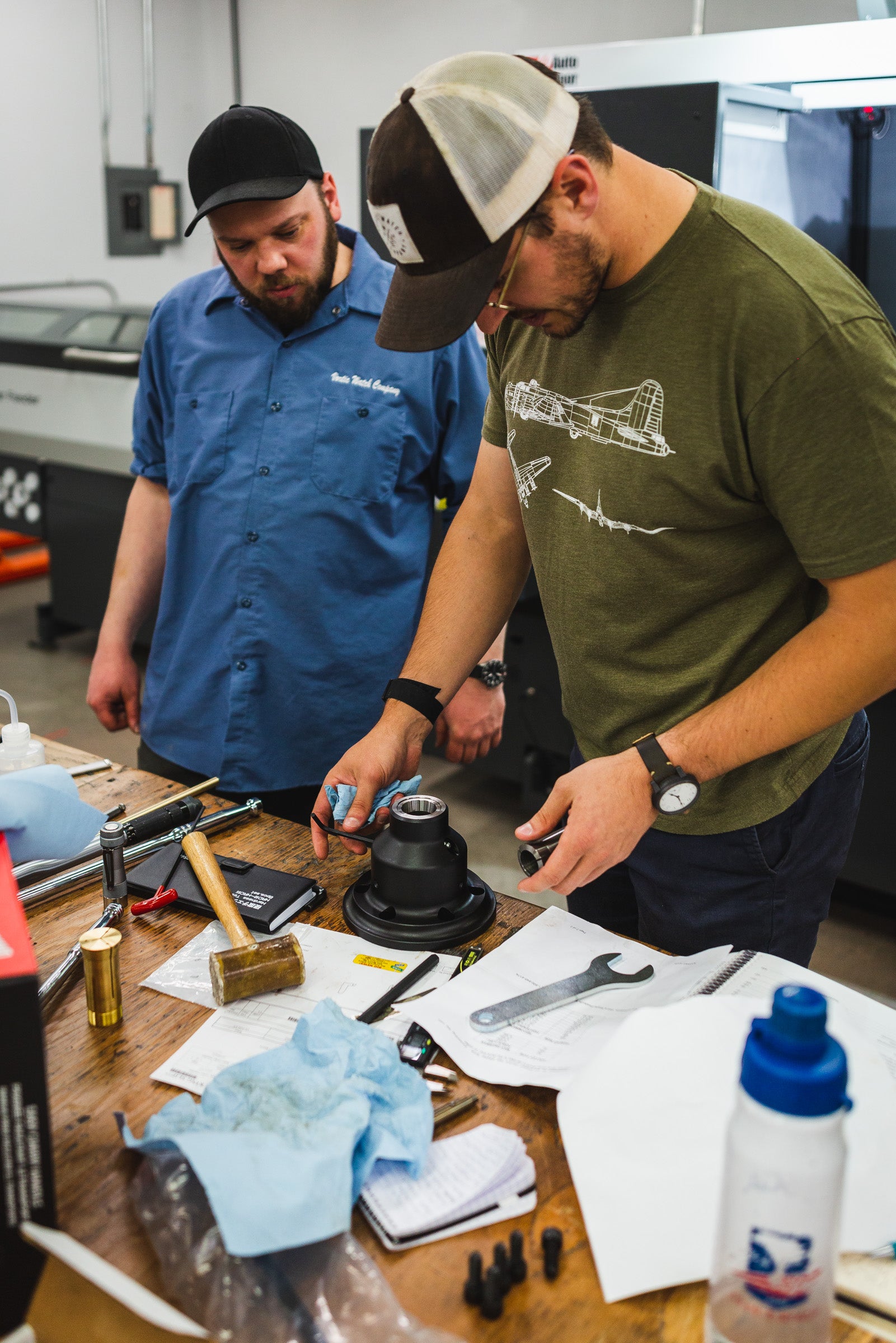 tyler and sky working in the vortic shop