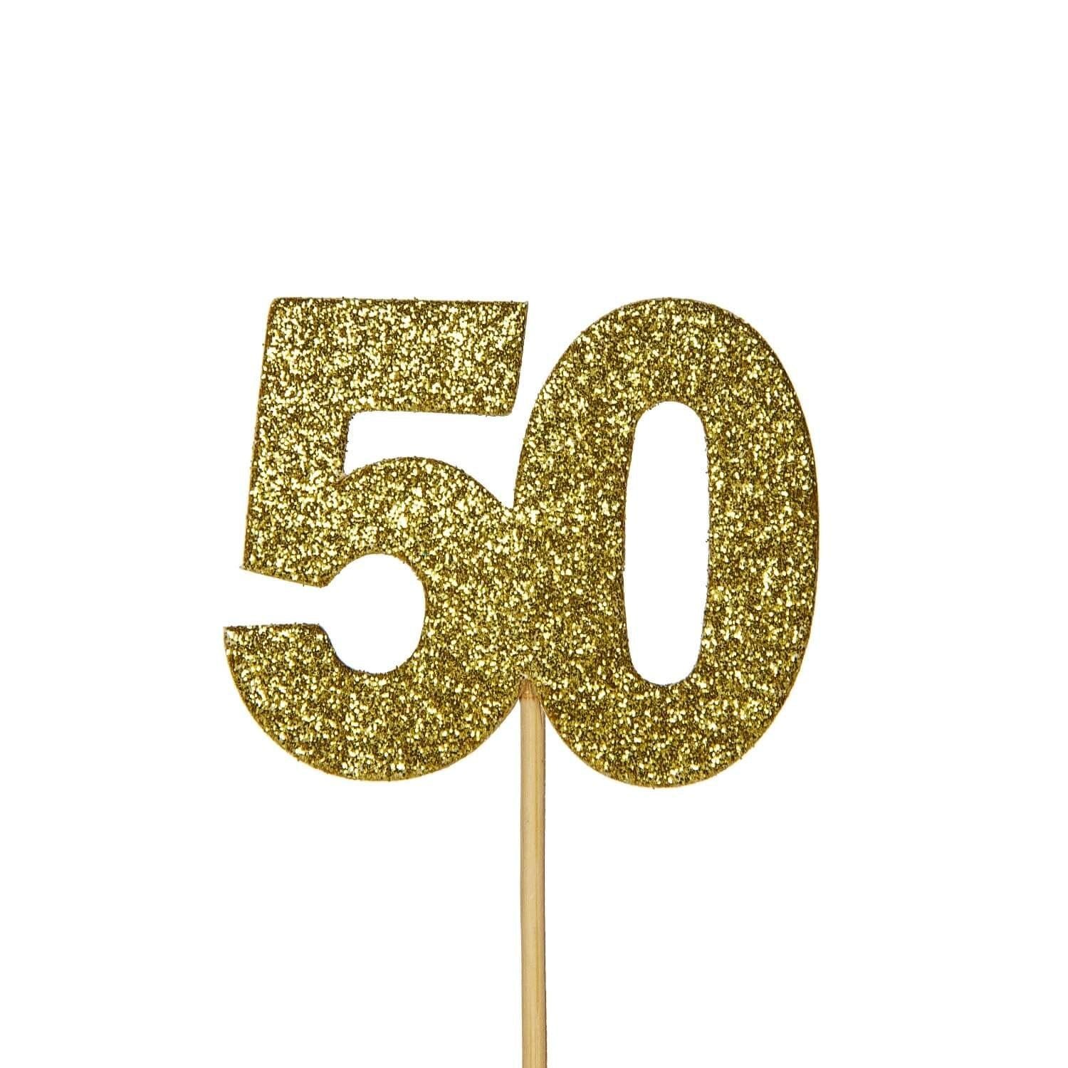 Buy Creative Party | Glitter No. 50 Numeral Cupcake Toppers - Gold ...