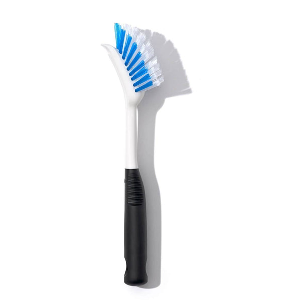 OXO Good Grips Household Scrub Brush, White/Blue Nylon/Polypropylene  Bristles, 5 Brush, 5 Black/White Handle (33881)