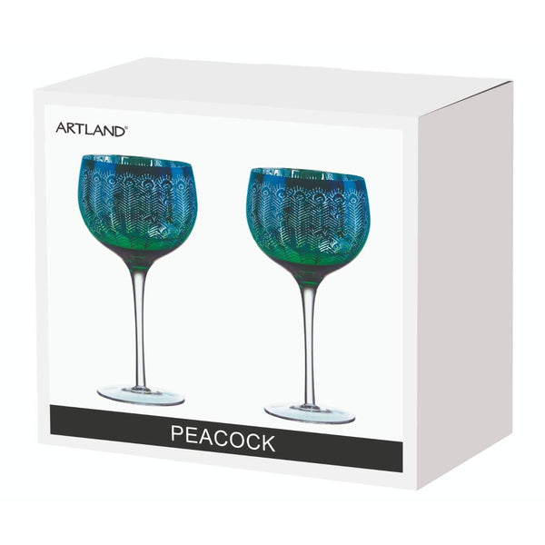 Artland Peacock Set Of 2 Gin Glasses