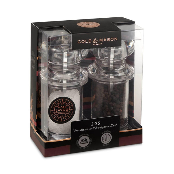 Cole & Mason Derwent Salt & Pepper Mill Gift Set, Chestnut Rose Gold, Clear