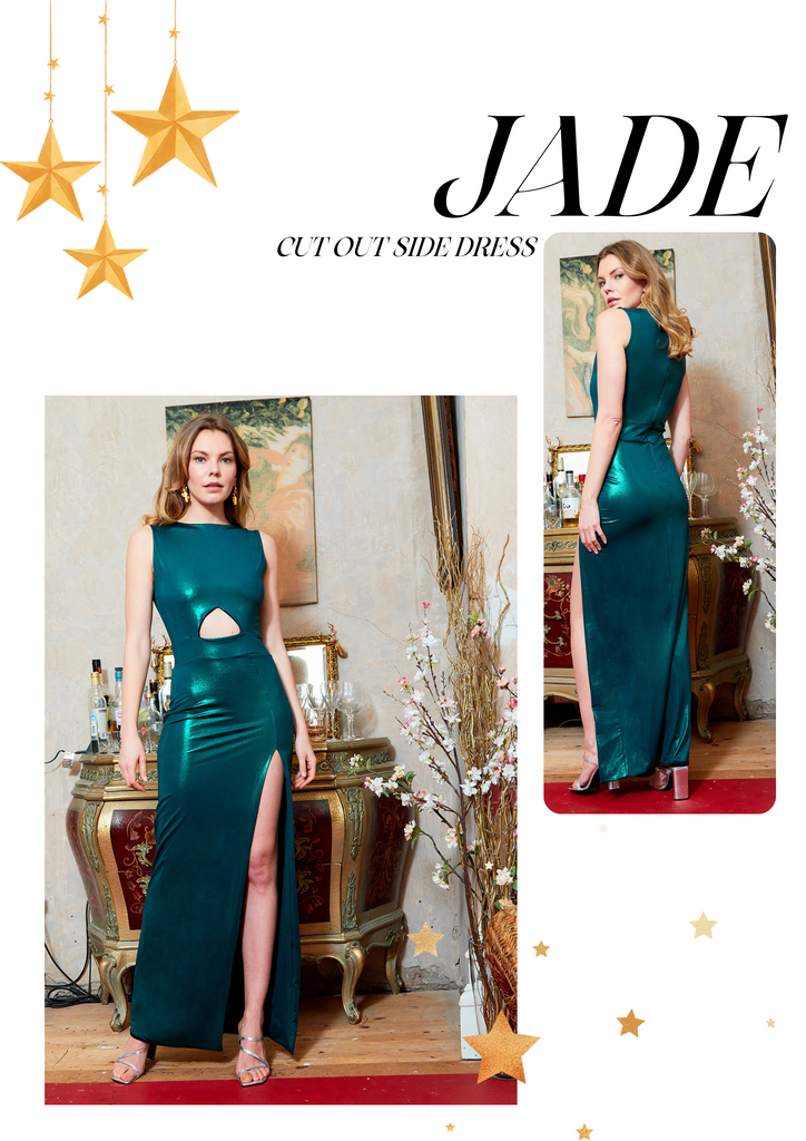 Jade green cut out dress