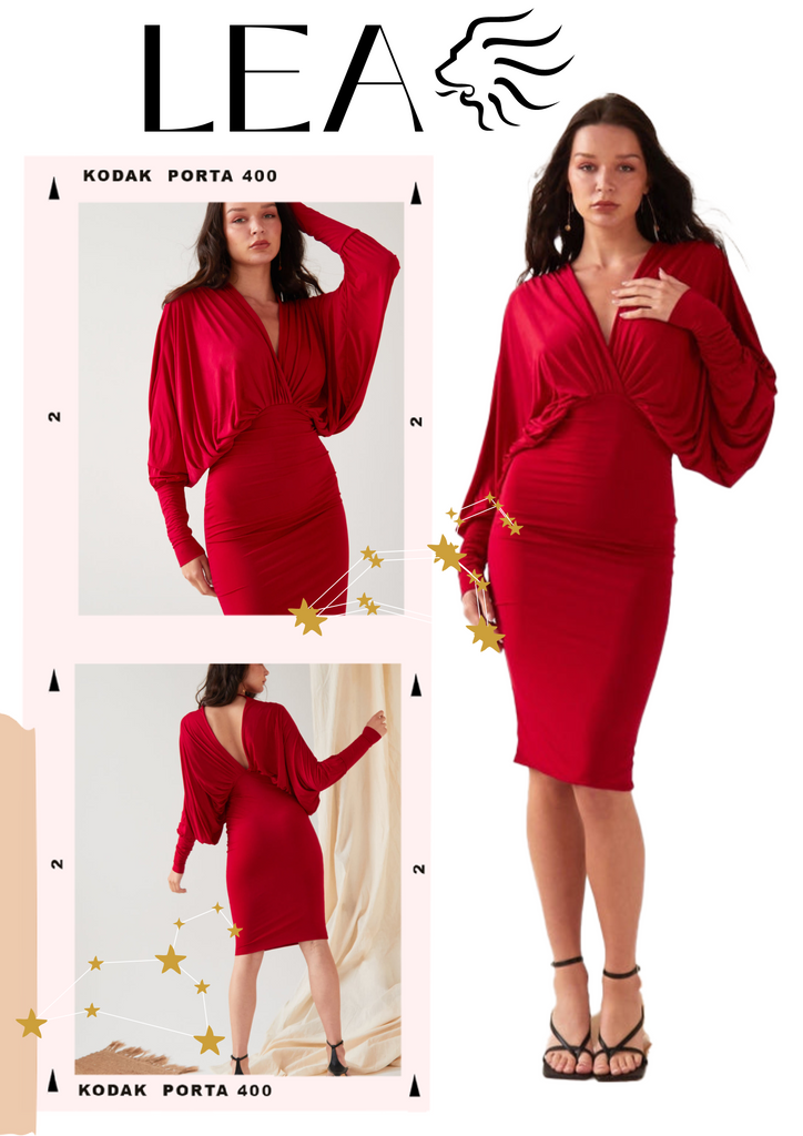 lea red batwing dress