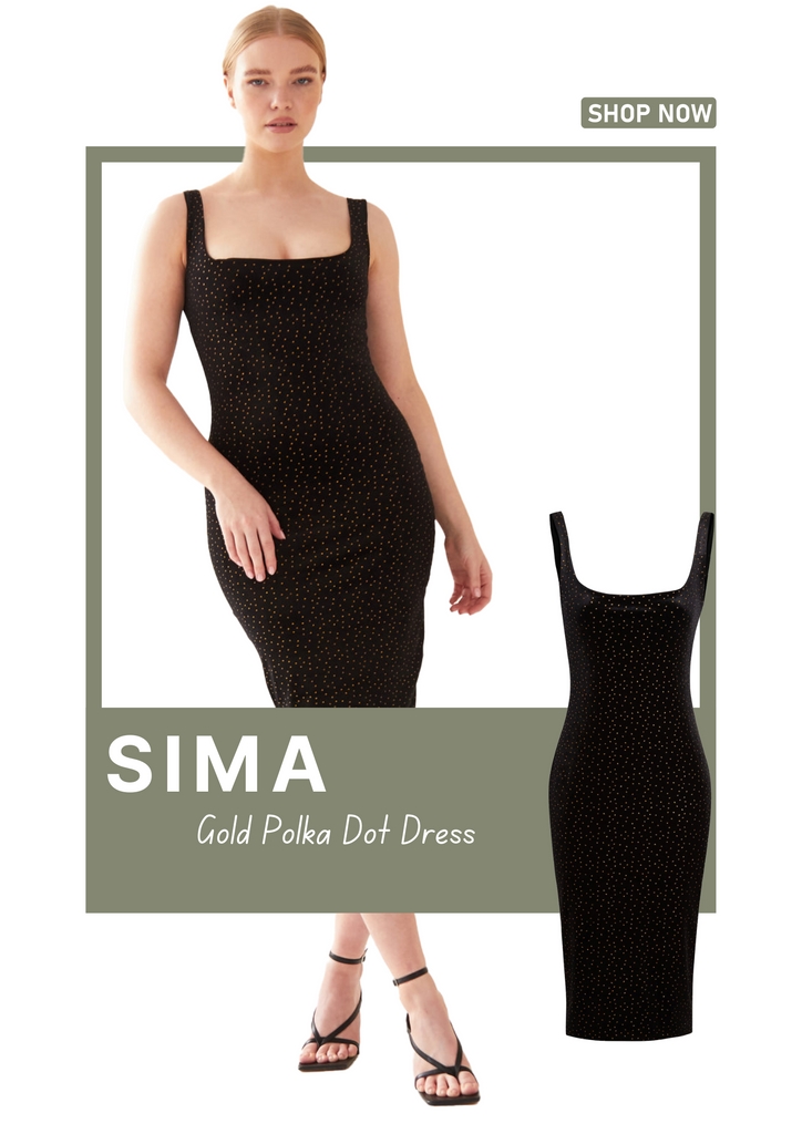 Sima black and gold polka dot body-con dress